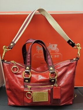 Coach Poppy Luxey Ruby Red Patent Ltr Special Edition Handbag No. 15868